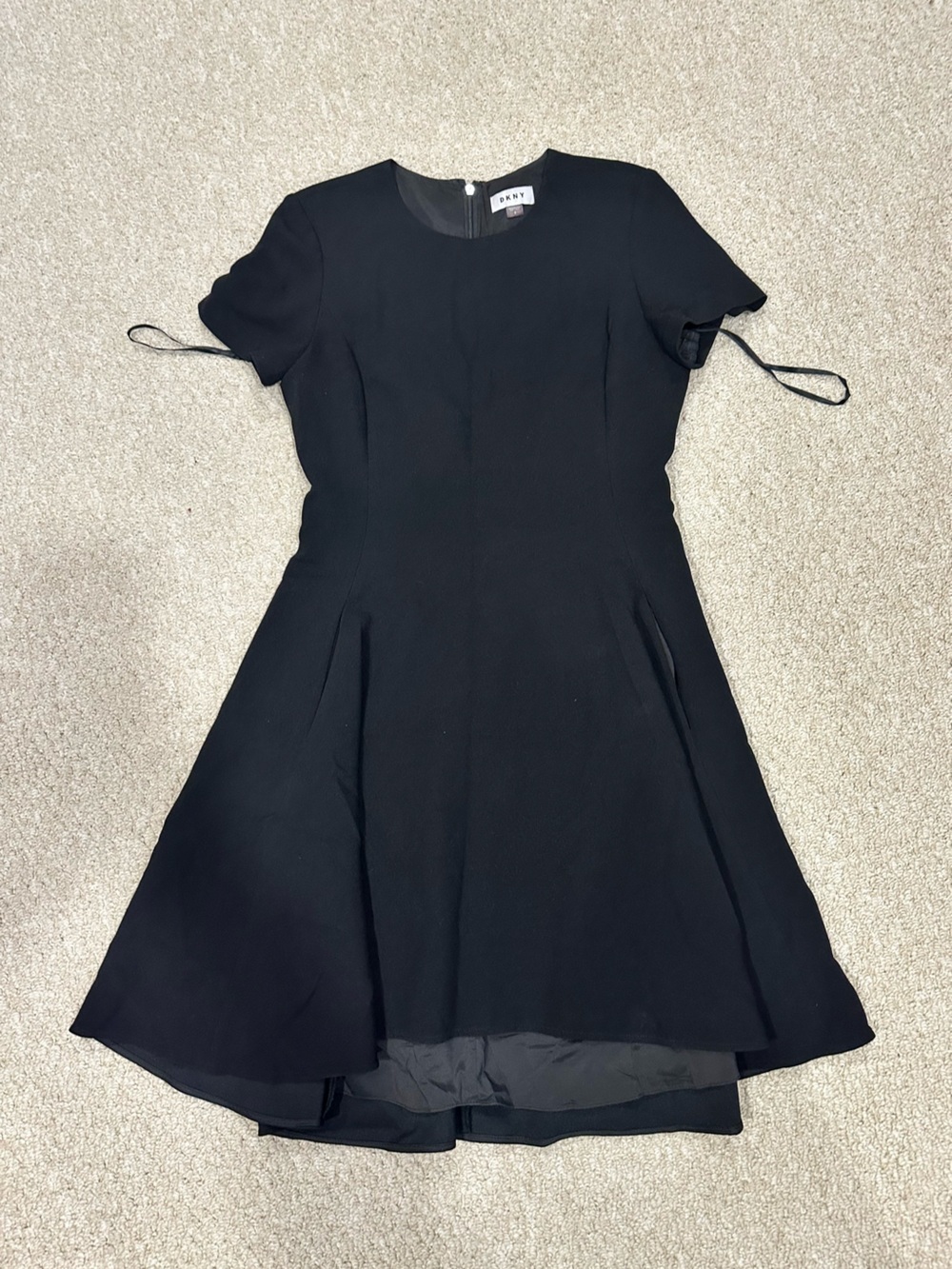 DKNY Black Midi Dress with Short Sleeves
